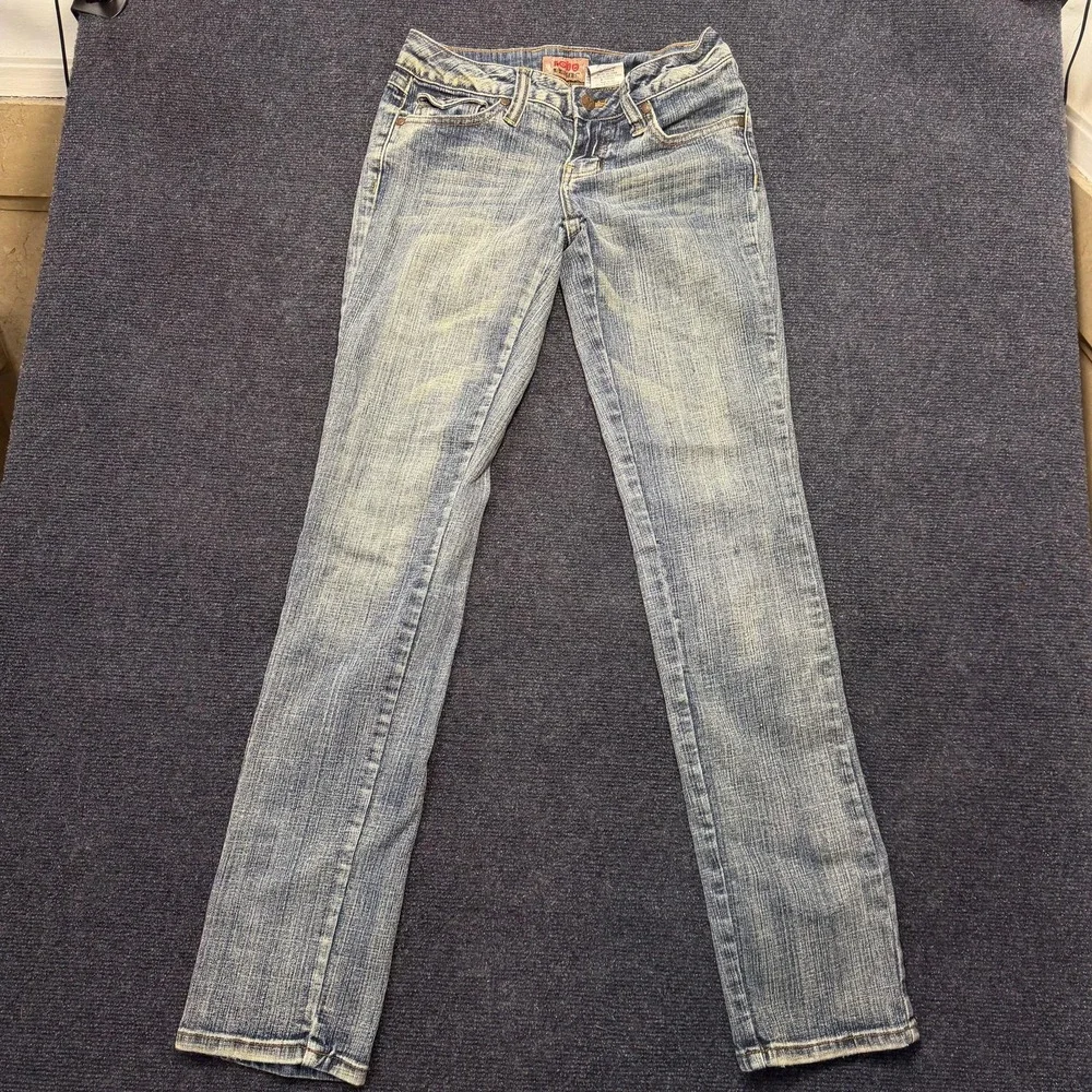 Y2K No Boundaries Skinny Jeans Juniors 3 Blue Embroidered Studded Stretch Denim
